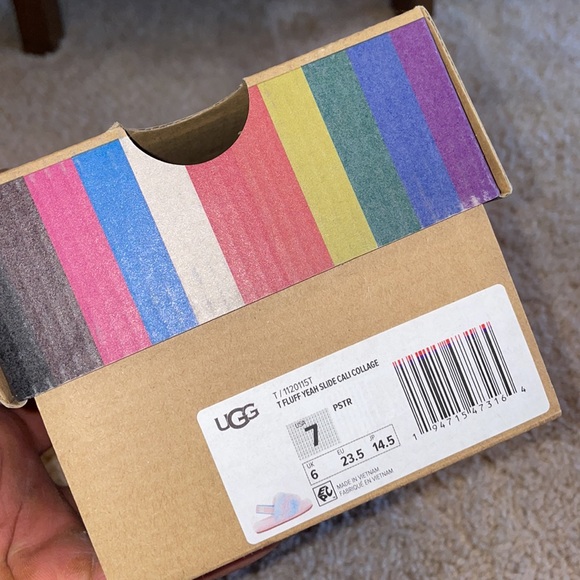 UGG Fluff Slide Pink, Blue,White Size7 - Picture 9 of 9